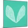 Cicada Wings in White Ink on Turquoise-Cat Coquillette-Mounted Giclee Print