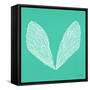 Cicada Wings in White Ink on Turquoise-Cat Coquillette-Framed Stretched Canvas