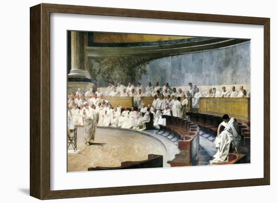 Cicero Denouncing Catiline-Cesare Maccari-Framed Art Print