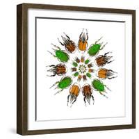 Cicular Design of African Male Beetles Mecynorrhina Family-Darrell Gulin-Framed Photographic Print