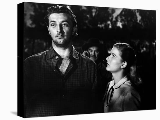 Ciel rouge BLOOD ON THE MOON by Robert Wise with Robert Mitchum and Barbara Bel Geddes, 1948 (b/w p-null-Stretched Canvas