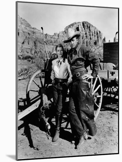 Ciel rouge BLOOD ON THE MOON by Robert Wise with Robert Mitchum and Barbara Bel Geddes, 1948 (b/w p-null-Mounted Photo