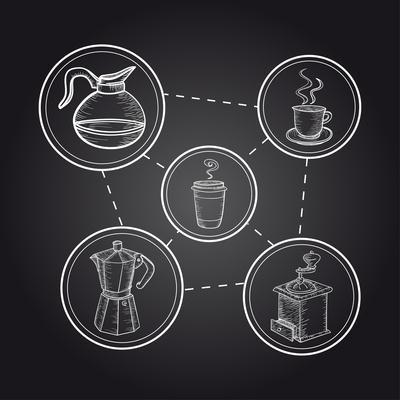 Coffee Elements - Chalkboard Illustration