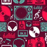 Dj Icon Set Seamless Pattern. Vector File Layered for Easy Manipulation and Custom Coloring.-Cienpies Design-Stretched Canvas