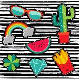 Set of Cute Colorful Patch Badges for Embroidery or Stickers with Happy Summer Designs-Cienpies Design-Art Print