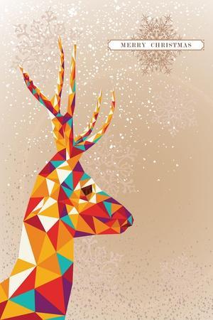 Merry Christmas Colorful Reindeer Illustration