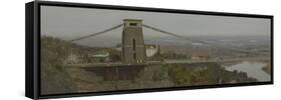 Cifton Suspension Bridge with Workmen, October-Tom Hughes-Framed Stretched Canvas