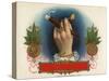 Cigar Box Label with Female Hand Holding a Match-null-Stretched Canvas