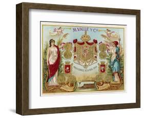 Cigar Label for Havana Cigars Manufactured by M Valle in Cuba-null-Framed Photographic Print