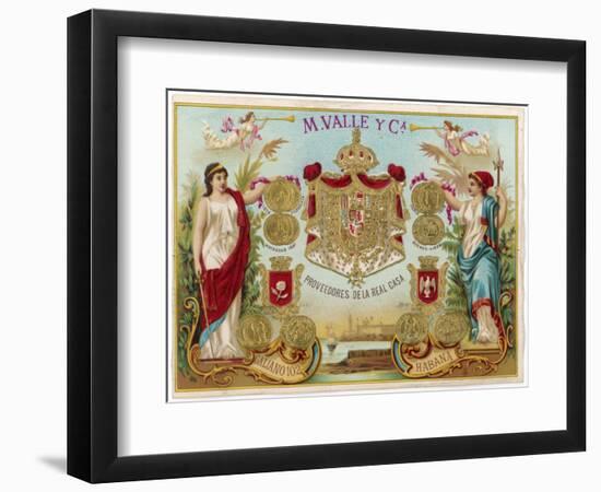 Cigar Label for Havana Cigars Manufactured by M Valle in Cuba-null-Framed Photographic Print