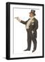 Cigar Smoking Gentleman in a Black Tail-Coat and Trousers White Waistcoat Bowtie and Gloves Top Hat-null-Framed Photographic Print