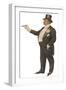 Cigar Smoking Gentleman in a Black Tail-Coat and Trousers White Waistcoat Bowtie and Gloves Top Hat-null-Framed Photographic Print