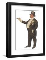 Cigar Smoking Gentleman in a Black Tail-Coat and Trousers White Waistcoat Bowtie and Gloves Top Hat-null-Framed Photographic Print