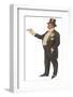 Cigar Smoking Gentleman in a Black Tail-Coat and Trousers White Waistcoat Bowtie and Gloves Top Hat-null-Framed Photographic Print