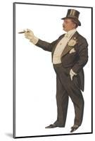 Cigar Smoking Gentleman in a Black Tail-Coat and Trousers White Waistcoat Bowtie and Gloves Top Hat-null-Mounted Photographic Print