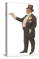 Cigar Smoking Gentleman in a Black Tail-Coat and Trousers White Waistcoat Bowtie and Gloves Top Hat-null-Stretched Canvas