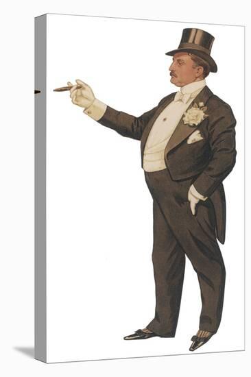 Cigar Smoking Gentleman in a Black Tail-Coat and Trousers White Waistcoat Bowtie and Gloves Top Hat-null-Stretched Canvas