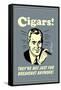Cigars Not Just For Breakfast Anymore Funny Retro Poster-Retrospoofs-Framed Stretched Canvas