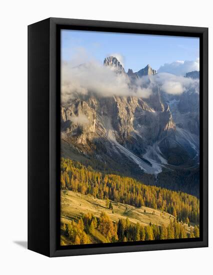 Cima della Vezzana, cima dei Bureloni. Peaks towering over Val Venegia.-Martin Zwick-Framed Stretched Canvas