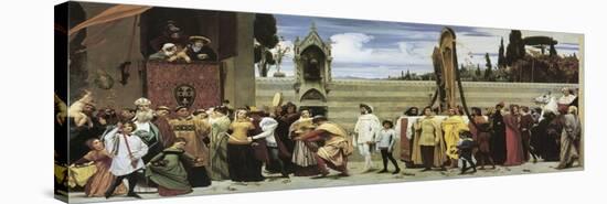 Cimabue's Celebrated Madonna Is Carried in Procession Through the Streets of Florence, 1853-1855-Frederic Leighton-Stretched Canvas