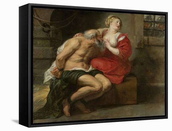 Cimon and Pero, C.1630-Peter Paul Rubens-Framed Stretched Canvas