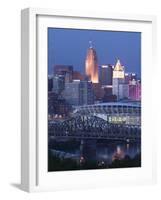 Cincinnati and Ohio Rvier, Ohio, USA-Walter Bibikow-Framed Photographic Print