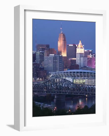 Cincinnati and Ohio Rvier, Ohio, USA-Walter Bibikow-Framed Photographic Print