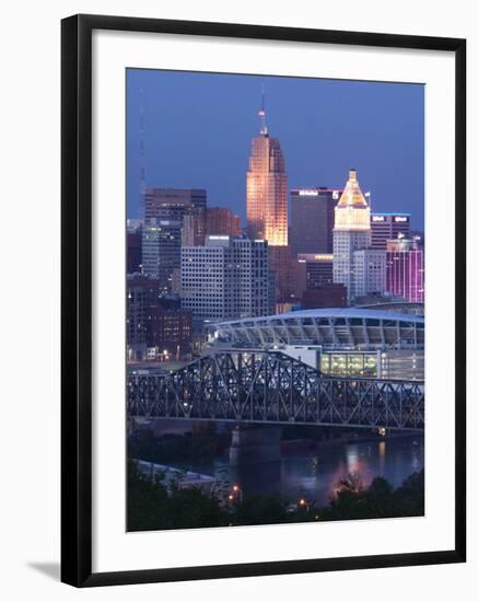 Cincinnati and Ohio Rvier, Ohio, USA-Walter Bibikow-Framed Photographic Print