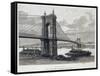 Cincinnati Bridge, Ohio, from Drawing by Taylor, USA, 19th Century-null-Framed Stretched Canvas