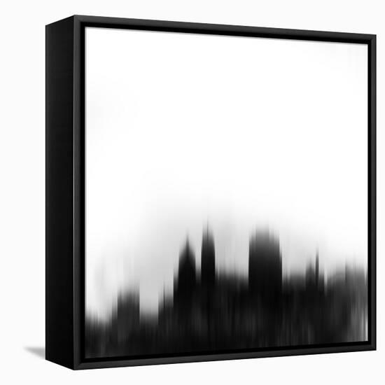 Cincinnati City Skyline - Black-NaxArt-Framed Stretched Canvas