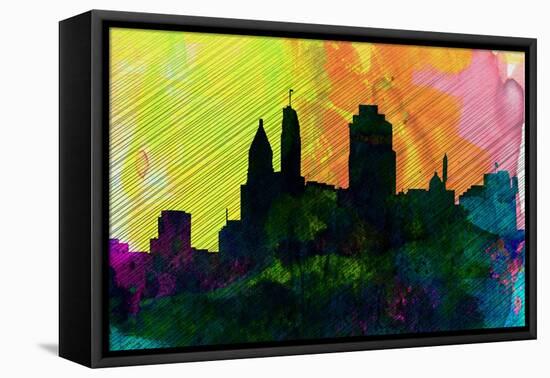 Cincinnati City Skyline-NaxArt-Framed Stretched Canvas