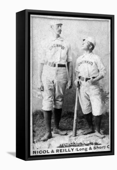 Cincinnati, OH, Cincinnati Red Stockings, Hugh Nicol, Long John Reilly, Baseball Card-Lantern Press-Framed Stretched Canvas