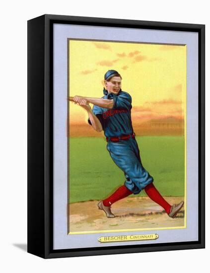 Cincinnati, OH, Cincinnati Reds, Bob Bescher, Baseball Card-Lantern Press-Framed Stretched Canvas