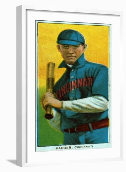 Cincinnati, OH, Cincinnati Reds, Ed Karger, Baseball Card-Lantern Press-Framed Art Print