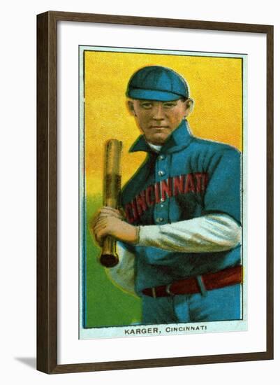 Cincinnati, OH, Cincinnati Reds, Ed Karger, Baseball Card-Lantern Press-Framed Art Print