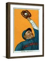Cincinnati, OH, Cincinnati Reds, Rebel Oakes, Baseball Card-Lantern Press-Framed Art Print