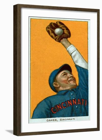 Cincinnati, OH, Cincinnati Reds, Rebel Oakes, Baseball Card-Lantern Press-Framed Art Print