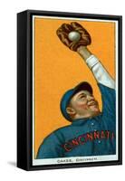 Cincinnati, OH, Cincinnati Reds, Rebel Oakes, Baseball Card-Lantern Press-Framed Stretched Canvas