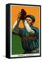 Cincinnati, OH, Cincinnati Reds, Tom Downey, Baseball Card-Lantern Press-Framed Stretched Canvas