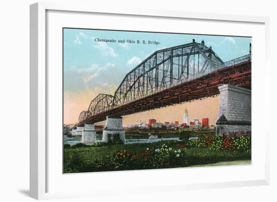 Cincinnati, Ohio - Chesapeake and Ohio Railroad Bridge Scene-Lantern Press-Framed Art Print