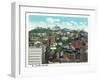 Cincinnati, Ohio - City and Mt. Adams Incline Aerial View-Lantern Press-Framed Art Print