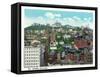 Cincinnati, Ohio - City and Mt. Adams Incline Aerial View-Lantern Press-Framed Stretched Canvas