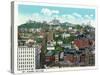 Cincinnati, Ohio - City and Mt. Adams Incline Aerial View-Lantern Press-Stretched Canvas