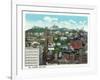 Cincinnati, Ohio - City and Mt. Adams Incline Aerial View-Lantern Press-Framed Art Print