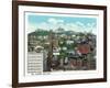 Cincinnati, Ohio - City and Mt. Adams Incline Aerial View-Lantern Press-Framed Art Print