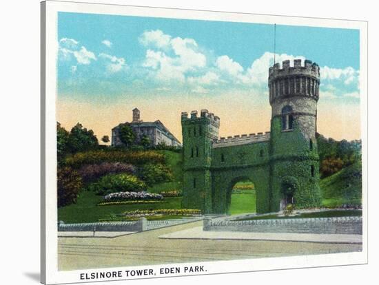 Cincinnati, Ohio - Eden Park Elsinore Tower Scene-Lantern Press-Stretched Canvas