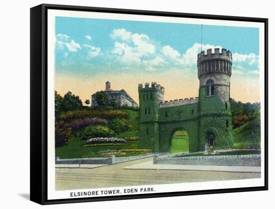 Cincinnati, Ohio - Eden Park Elsinore Tower Scene-Lantern Press-Framed Stretched Canvas