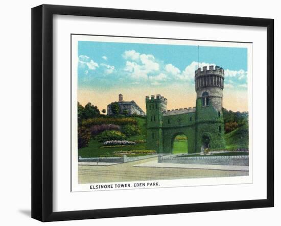 Cincinnati, Ohio - Eden Park Elsinore Tower Scene-Lantern Press-Framed Art Print