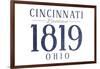 Cincinnati, Ohio - Established Date (Blue)-Lantern Press-Framed Art Print