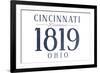 Cincinnati, Ohio - Established Date (Blue)-Lantern Press-Framed Premium Giclee Print